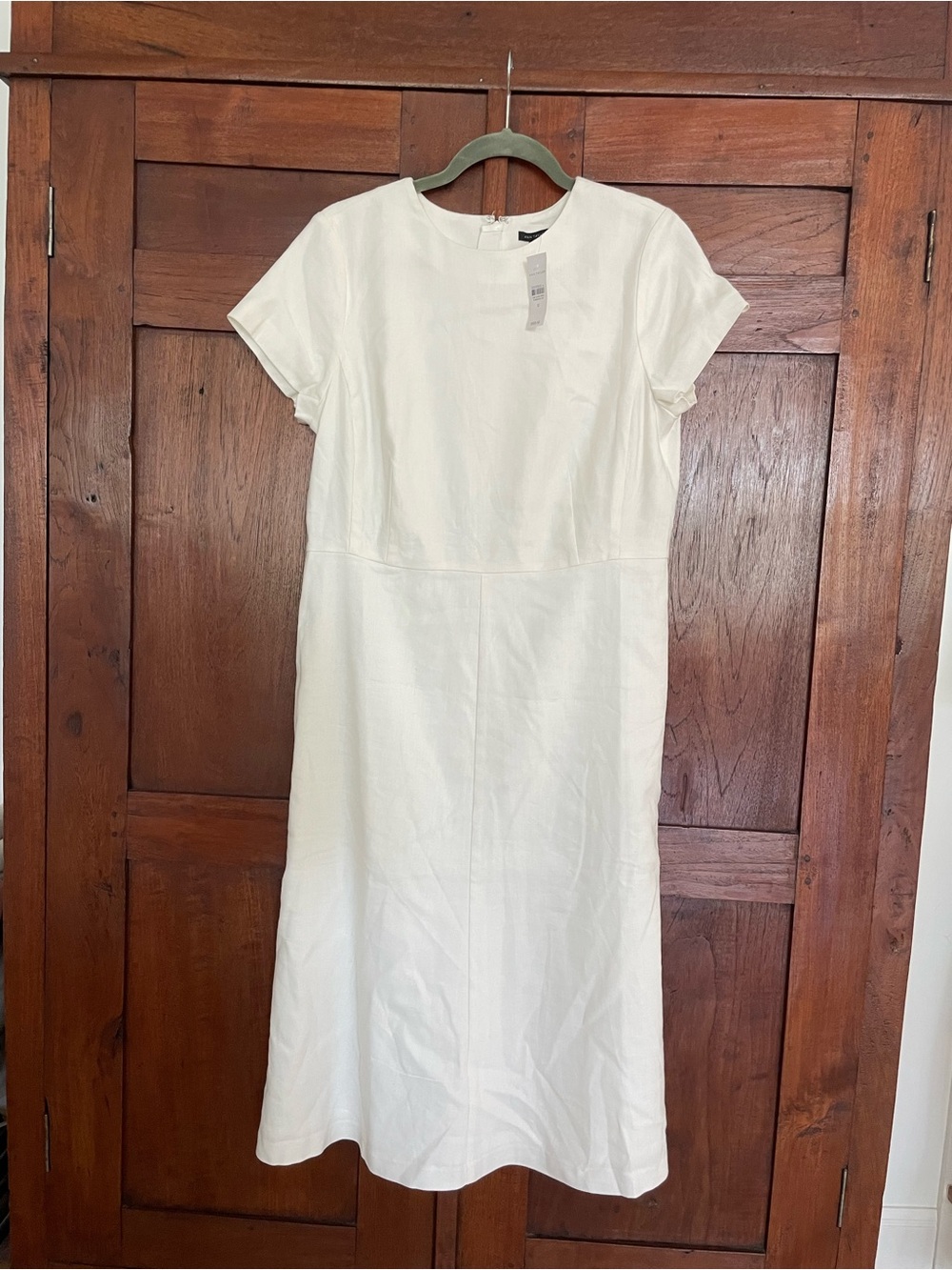 Ann Taylor White Short-Sleeve Midi Dress